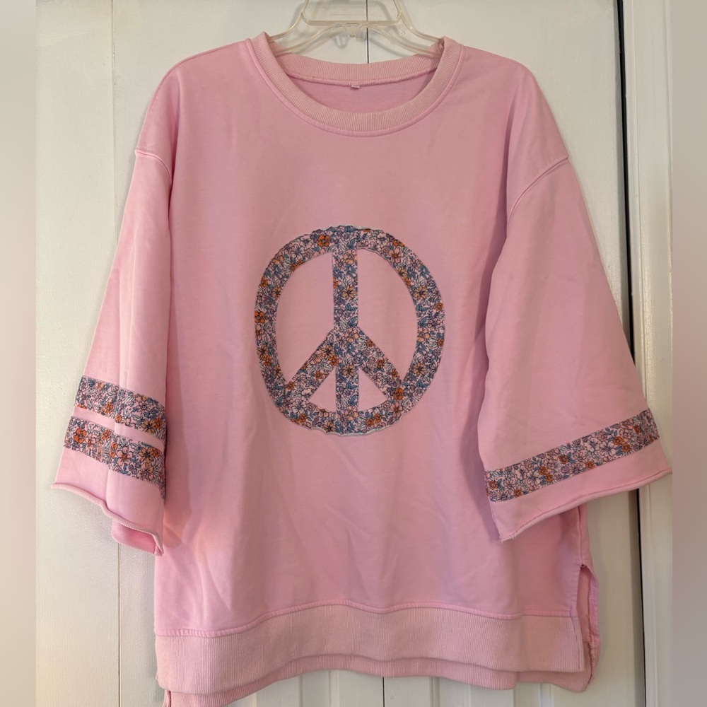 French terry peace sign sweatshirt, size 2X.